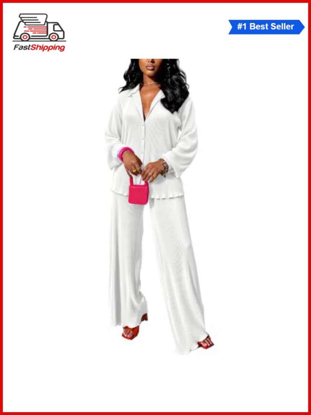 ✨ Women's 2 Piece Shirt & Wide Leg Pant Set Polyester Elastane Casual
